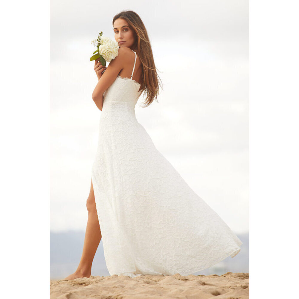 Lulus Always Have, Always Will White Lace Maxi Dress - Size M